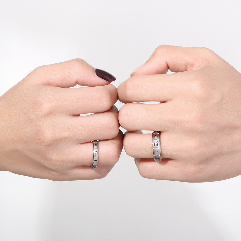 Couple Ring, Japanese And Korean Creative Stainless Steel Sand Surface Can Be Rotated