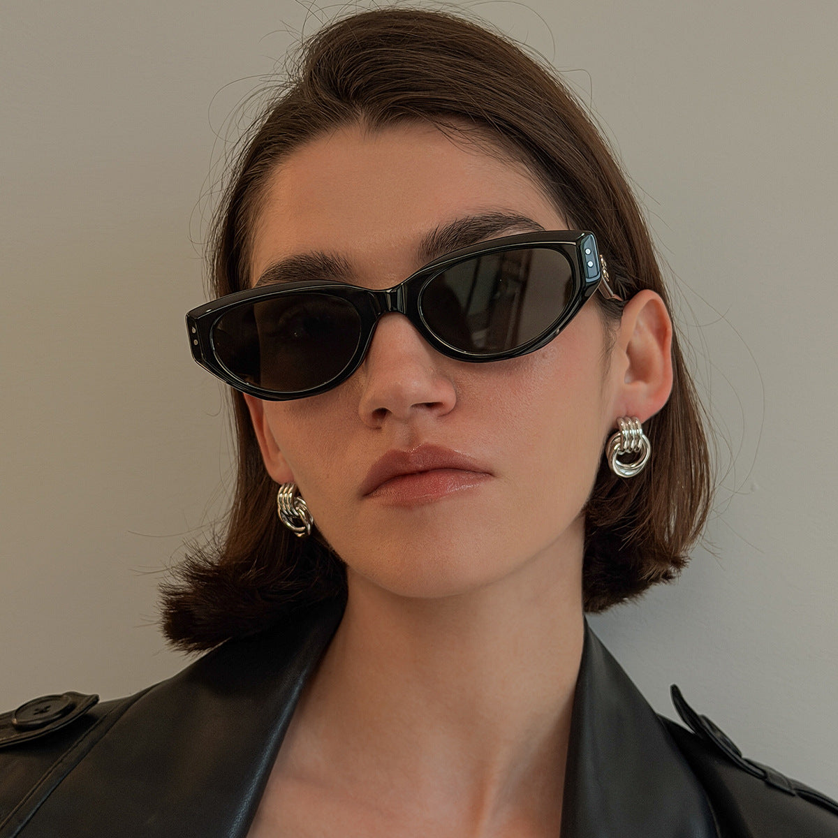 Planderful Vienna Verve Stainless Steel Ring Buckle Stud Earrings With Contrasting Color Lines For Modern Fashion Lovers