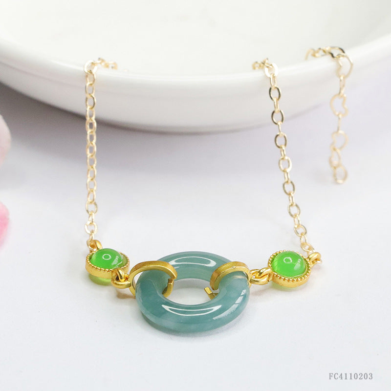 Blue Water Jadeite Peace Ring 16*3 mm Bracelet