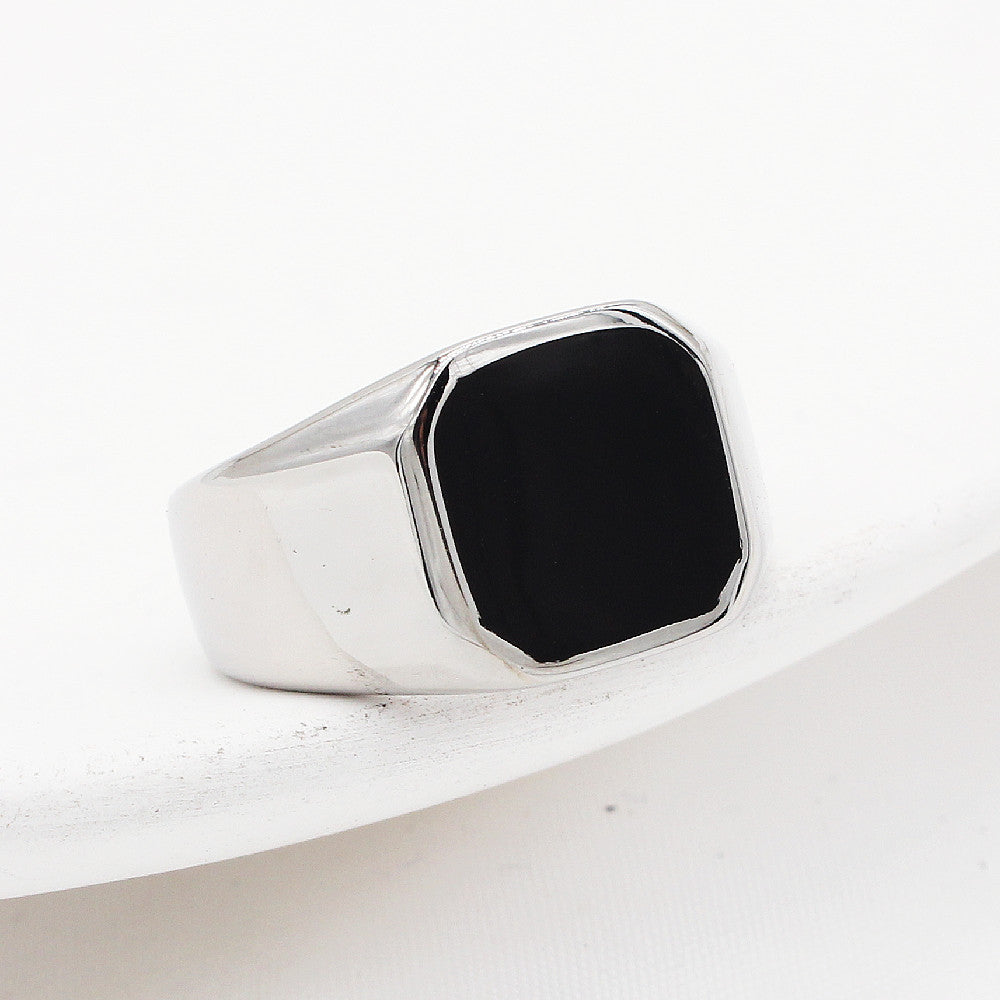 Planderful Square Shell Titanium Steel Ring Unisex Fashion Jewelry For Men And Women Durable Statement