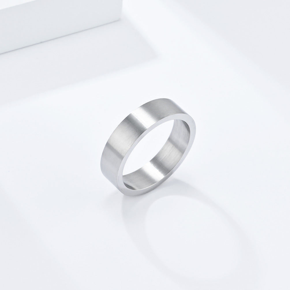 Gender-Free 6mm Brushed Matte Silver Gray Titanium Steel Ring