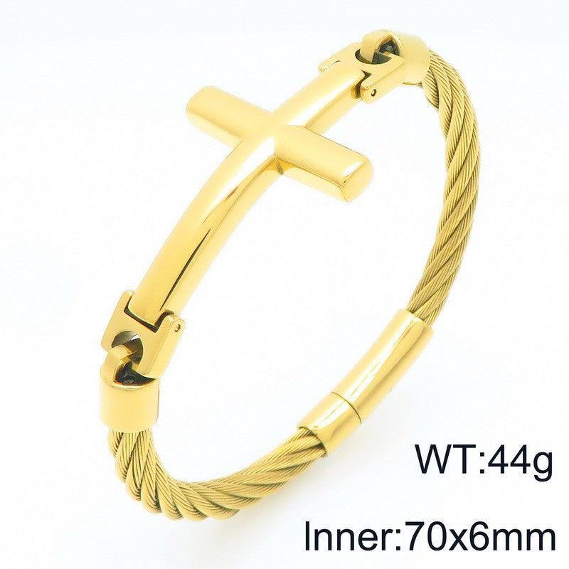 Braided Wire Steel Wire Bracelet – Cross Bent Titanium Steel Men's Bracelet