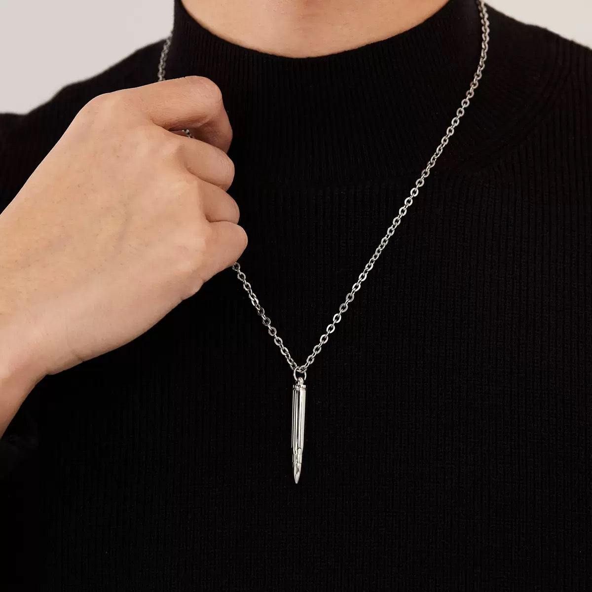 Planderful Stainless Steel Bullet Pendant For Men Personalized Hip Hop Necklace With Domineering Style