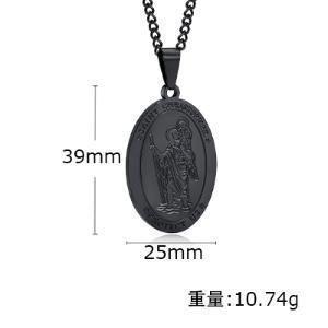 Saint Christopher Vintage Black Stainless Steel Pendant for Men