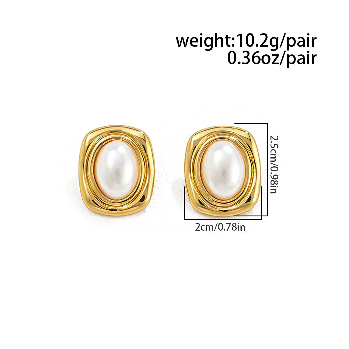 Planderful Stainless Steel Stud Earrings Tiger Stone Inlaid Geometric Pearl Square Statement For Trendsetting Women