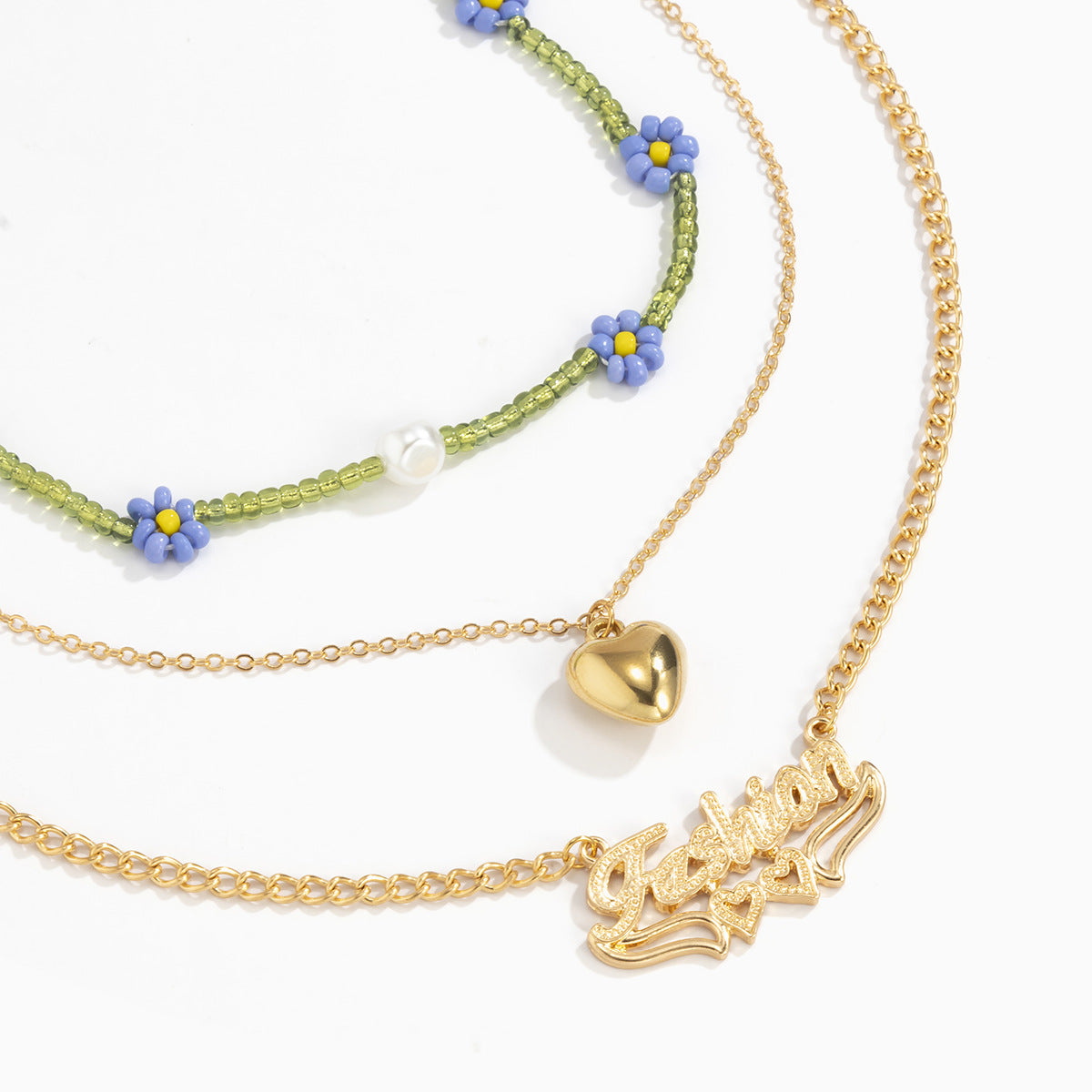 Planderful Vienna Verve Layered Letter Daisy Necklace With Imitation Pearls For Women Elegant Statement