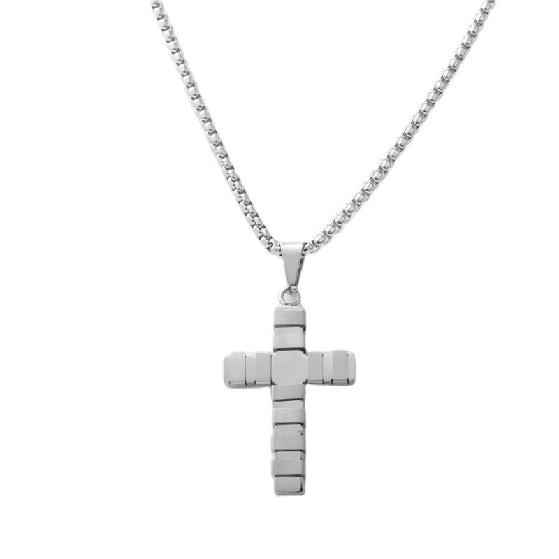 Stylish Titanium Steel Cross Pendant Necklace for Men - Personalized Retro Design