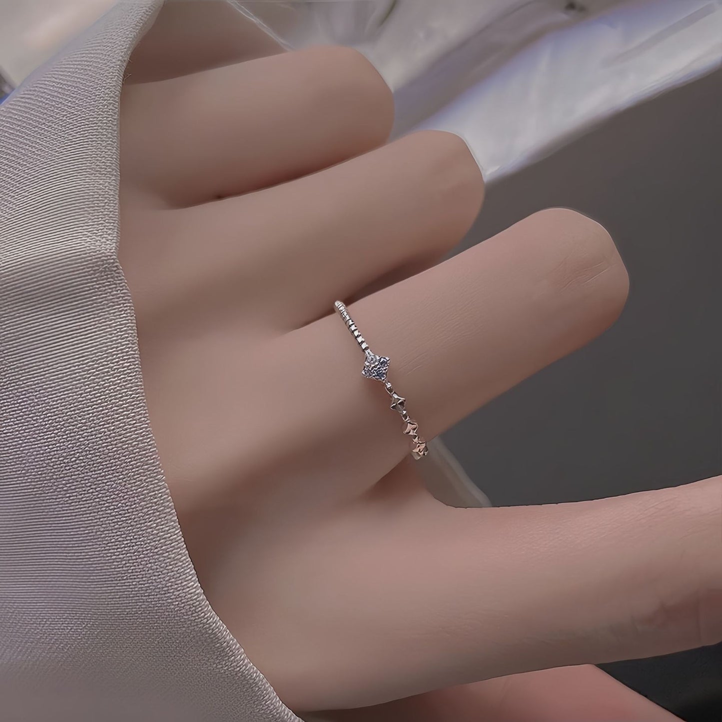 Planderful Sterling Silver Four Leaf Flower Ring For Women Adjustable Open Index Finger Ring Light Luxury Gift