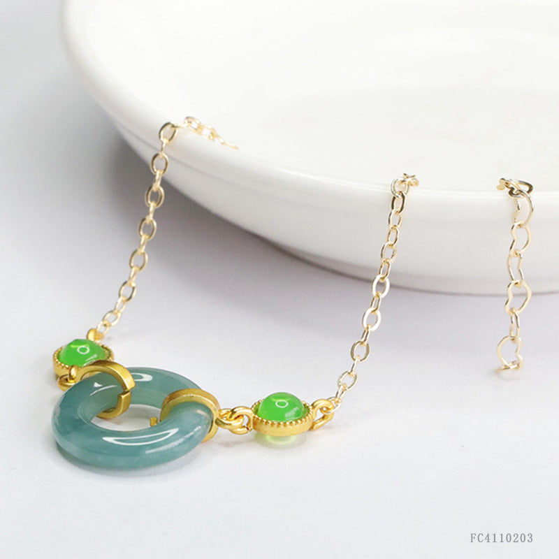 Blue Water Jadeite Peace Ring 16*3 mm Bracelet