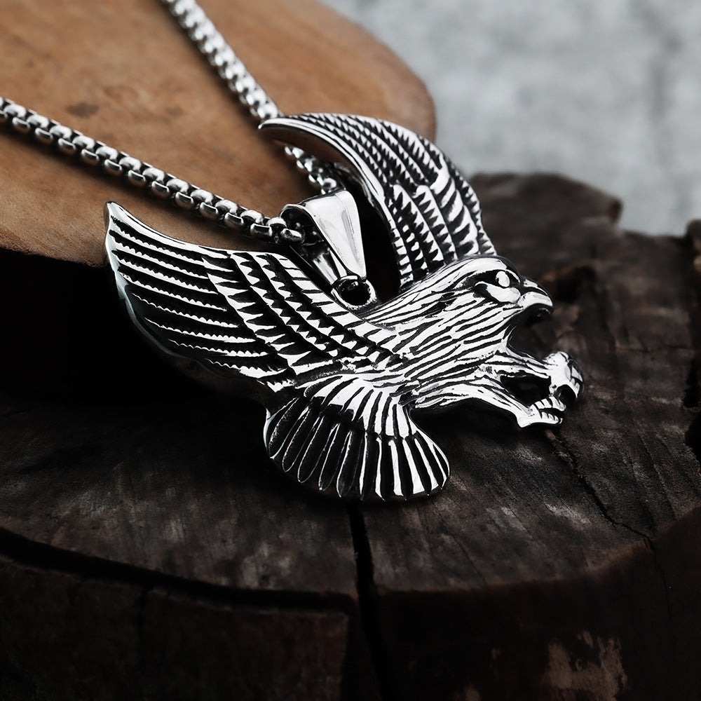 Vintage Eagle Wing Stainless Steel Pendant Necklace