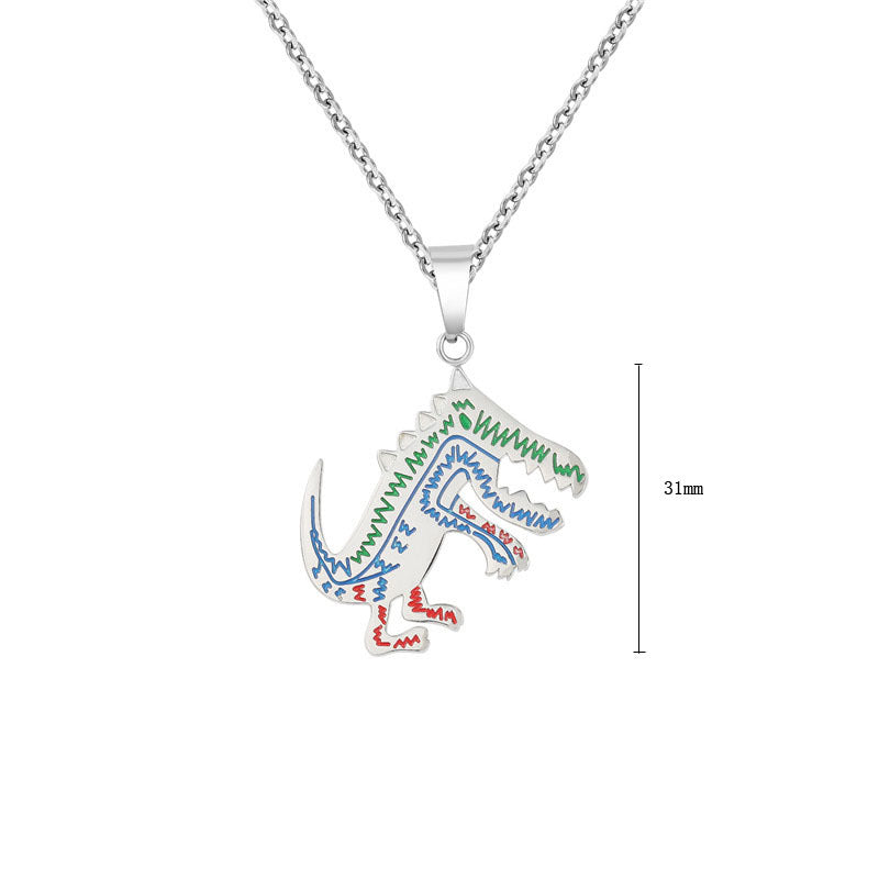 Dinosaur Titanium Steel Pendant For Unisex Wear By Planderful Everyday Genie Protection Statement Minimalist Korean Style