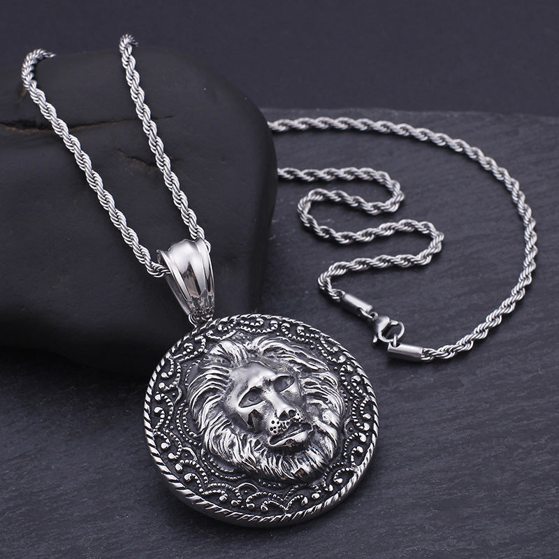 Bold Lion Head Stainless Steel Pendant - Vintage Style Men's Jewelry