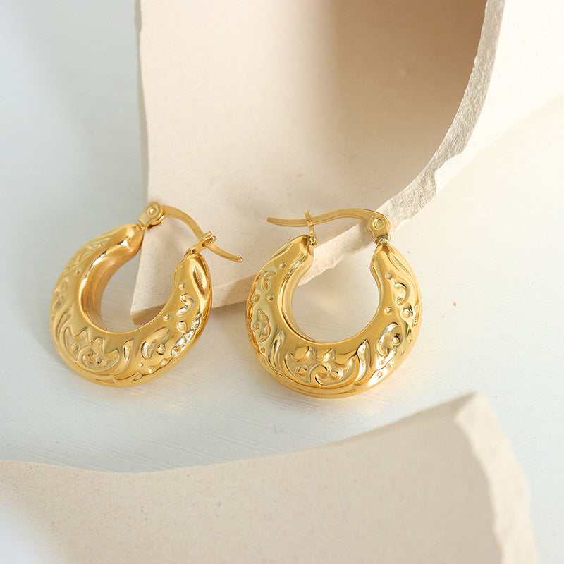 Exaggerated Gold Circle Earrings with Niche Design for Women