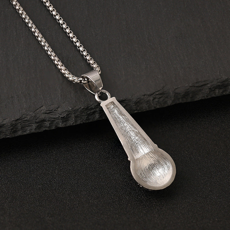 Planderful Microphone Pendant Necklace For Men Titanium Steel Durable Rock Hip Hop Punk Style