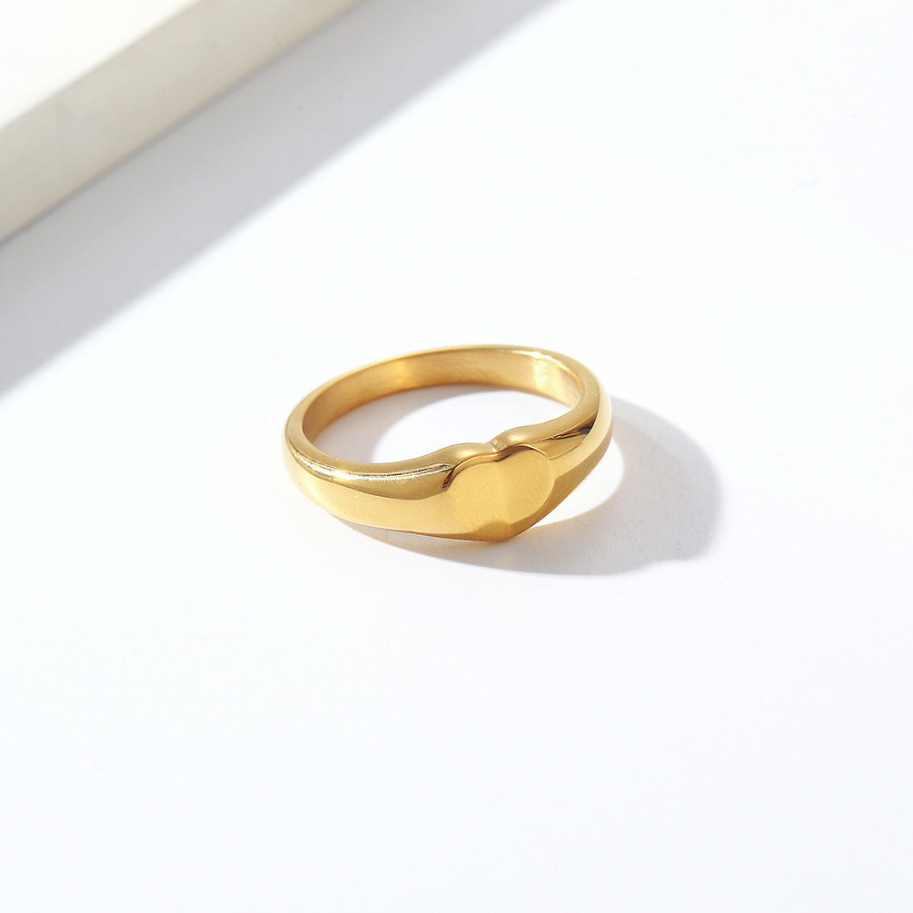 Cross-Border Simple Cold Wind Love Titanium Steel Ring for Women