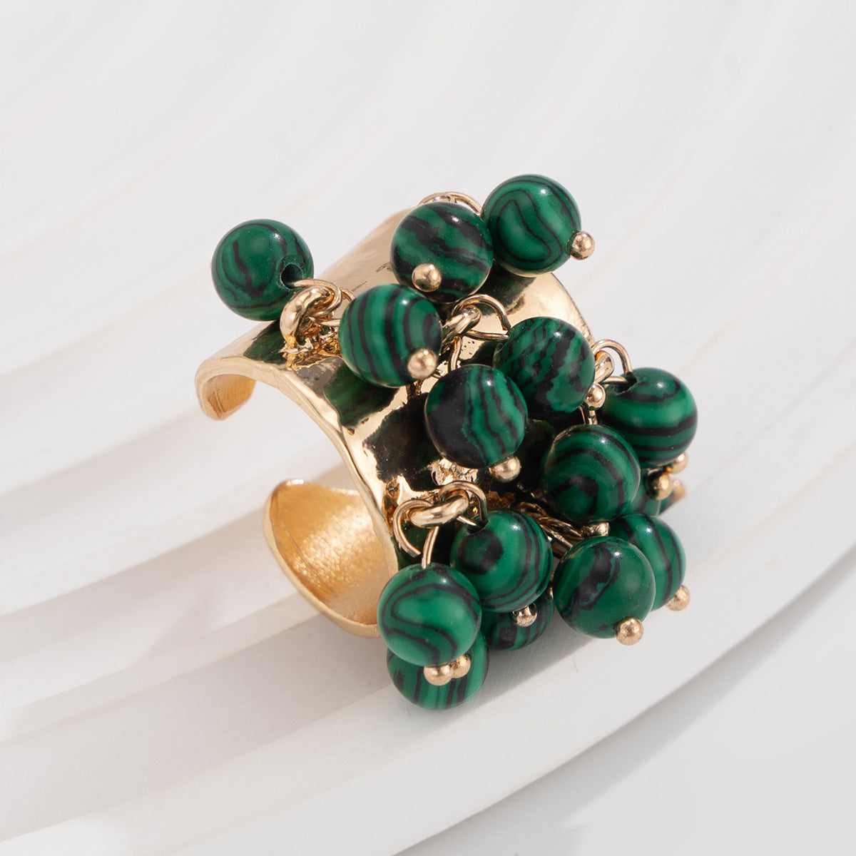 Planderful Boho Pearl Fringe Ring For Women Turquoise Accent Statement Jewelry Vienna Verve