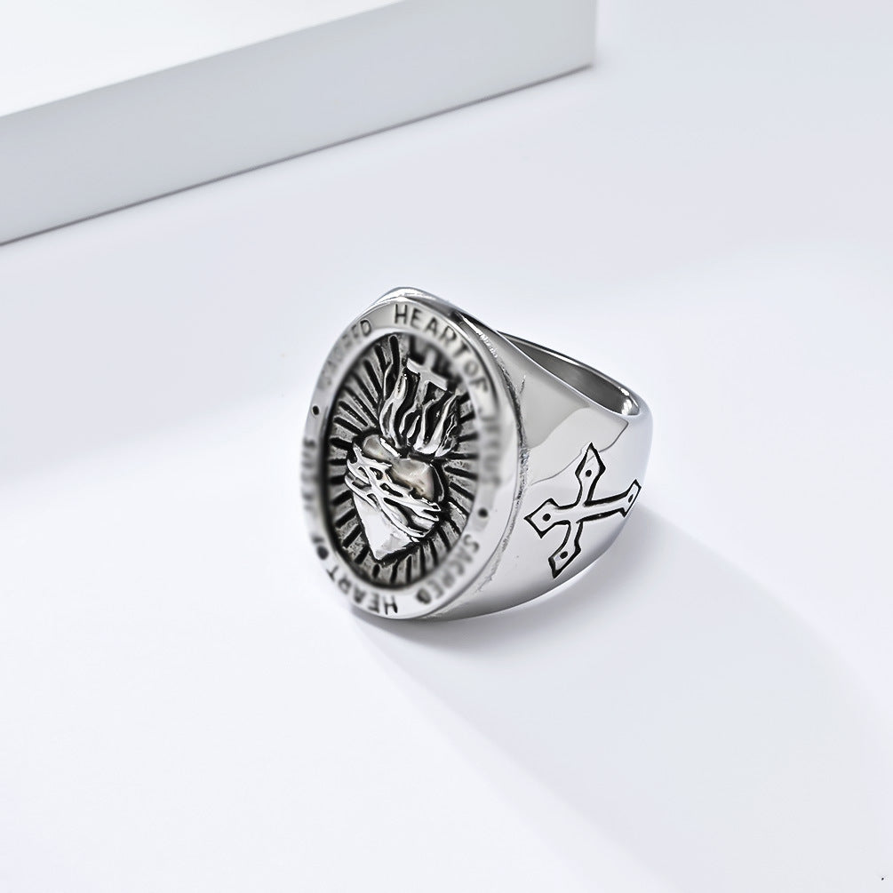 Steel Ring – Vintage Cross Ring For Men From Everyday Genie Collection In Stainless Steel