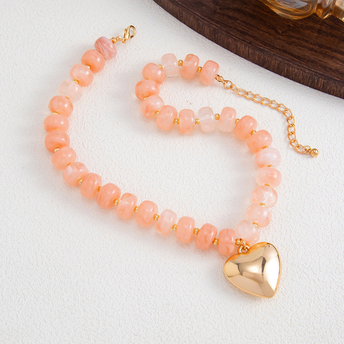 Candy-Color Heart Beaded Necklace