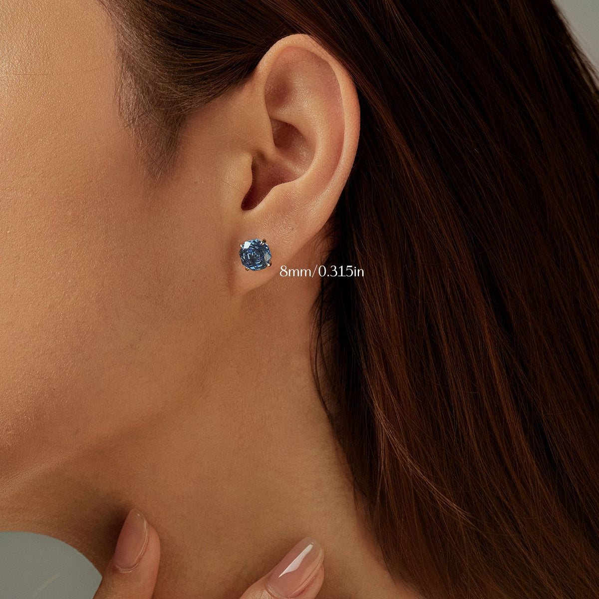 925 Sterling Silver Tanzanite-Color Rose-Cut Zircon Stud Earrings