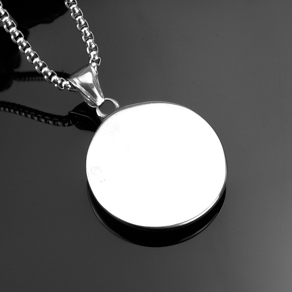 Planderful Viking Rune Pendant Necklace For Men Stainless Steel Black Polished Retro Shield Design Norse Legacy