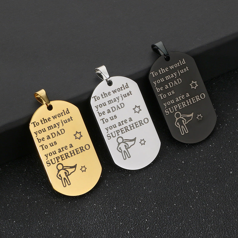 Planderful Dad Pendant Stainless Steel Engraved For Men