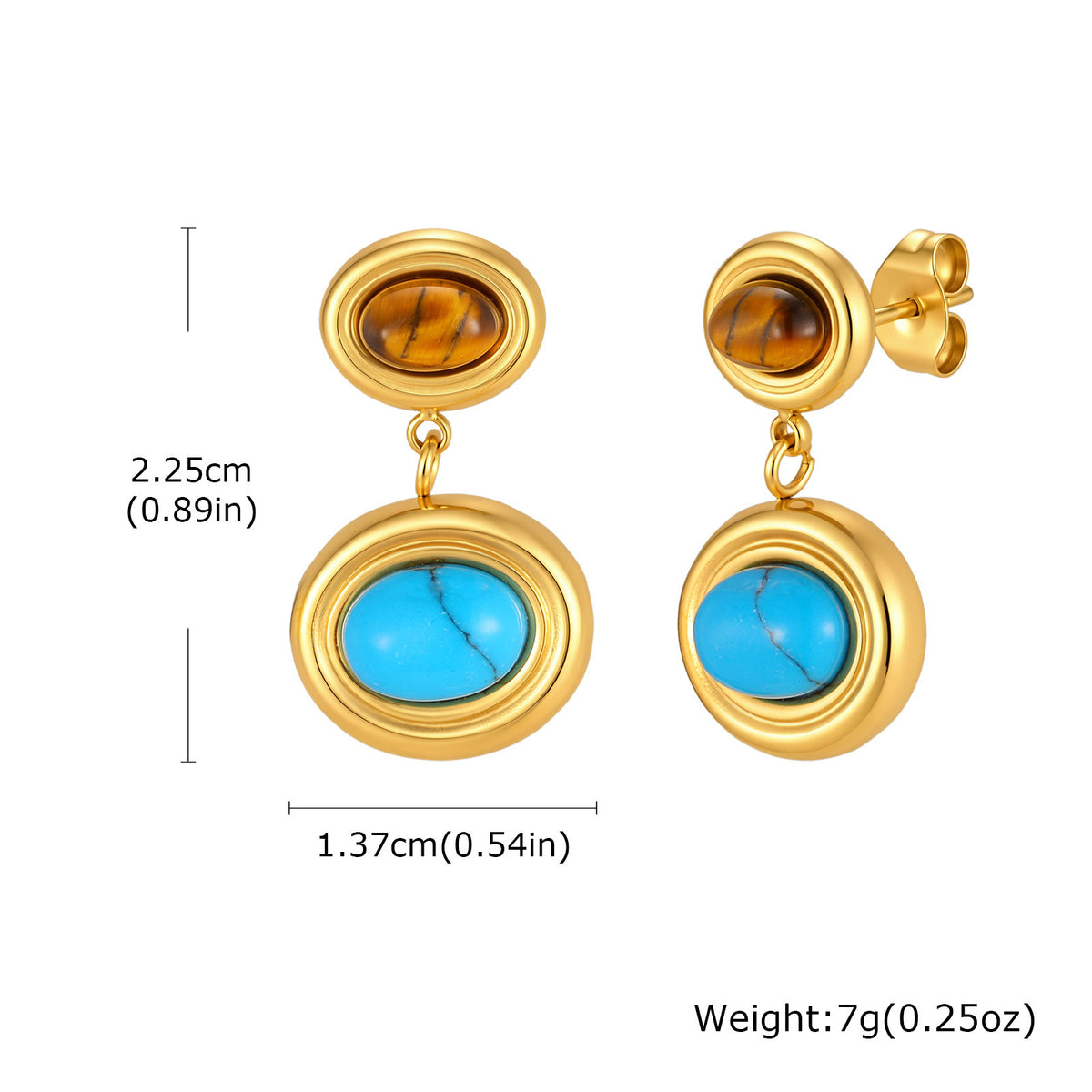 Stainless Steel Tiger's Eye Earrings
