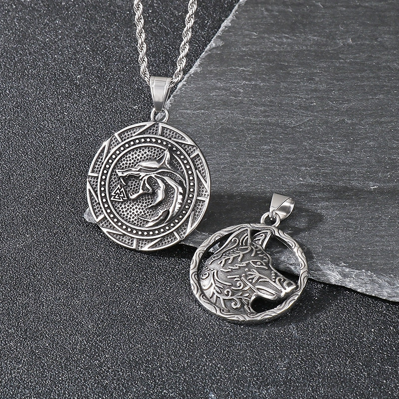 Planderful Double Sided Viking Wolf Pendant Men Personalize