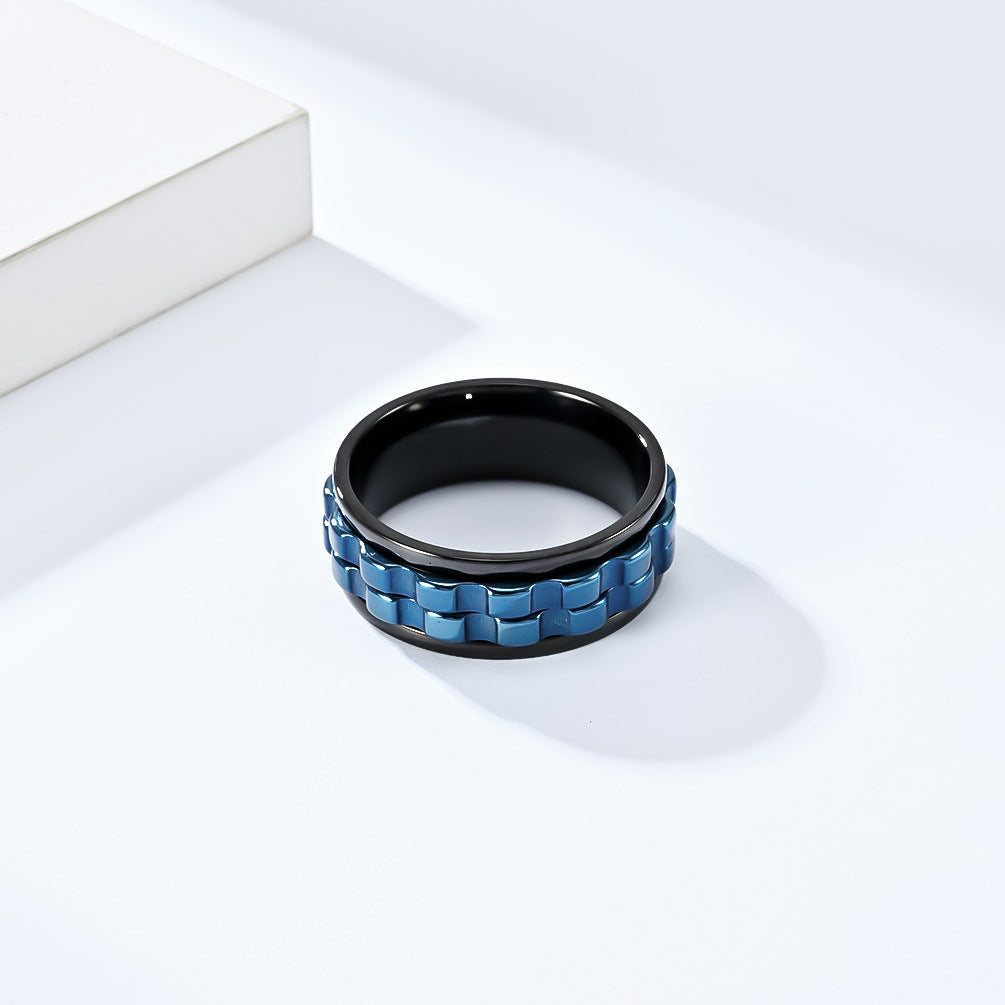 Planderful Everyday Genie Rotating Gear Ring Stainless Steel Stress Relief Unisex Ring Size 7 12