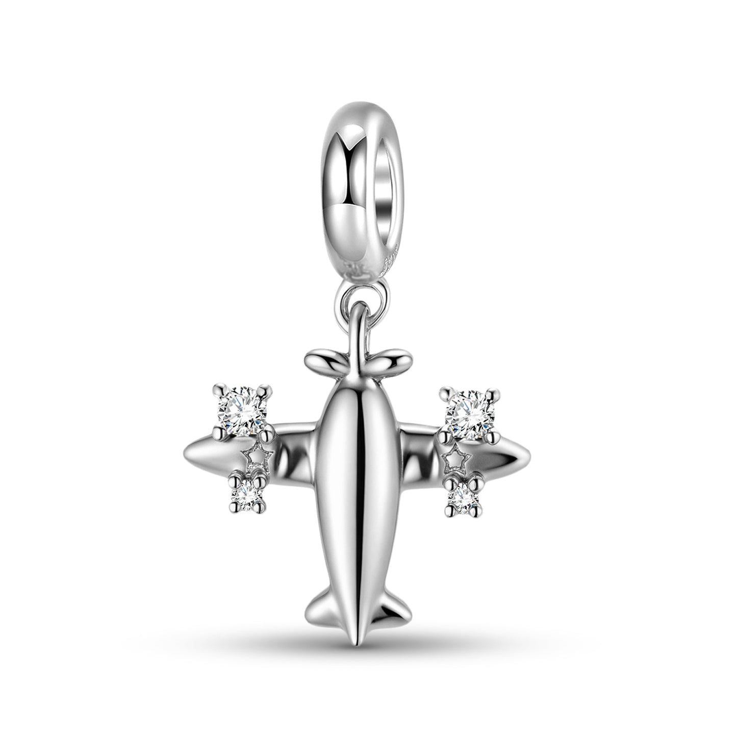 Planderful Jewelry Sterling Silver Pendant Zircon Aircraft Necklace Everyday Style