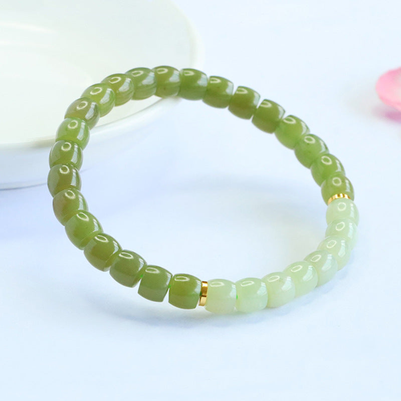 Qingshui Gradient Hetian Jade Straight-Cut Bracelet