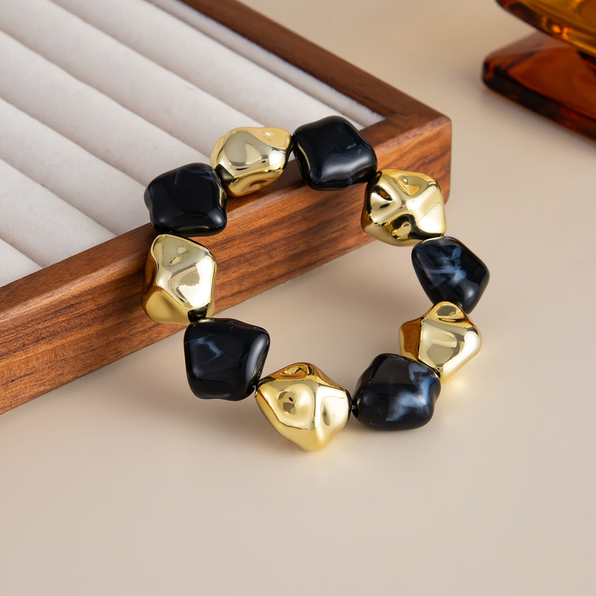 Planderful Black Pearl Bracelet Elastic Beaded For Readers
