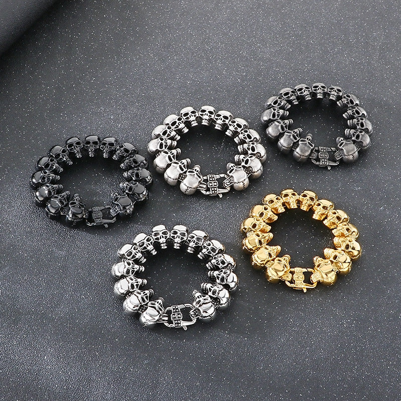 Planderful Skull Stainless Steel Bracelet Men Vacuum Plated