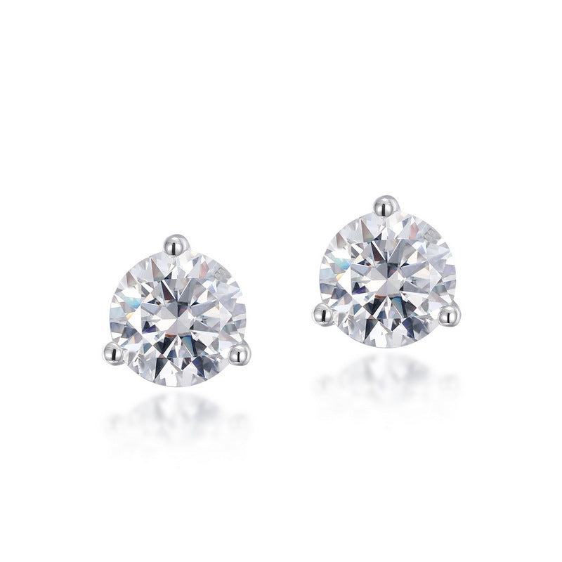 S925 Sterling Silver Gold-Plated Moissanite Round 6.5 × 6.5 mm Stud Earrings