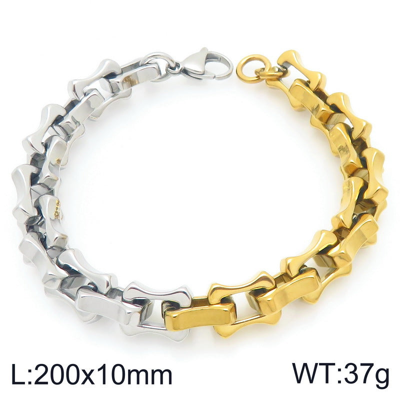 Diy – Two-Color Layered Chain Bamboo Chain Titanium Steel Men's Bracelet
