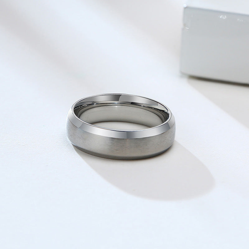 Glossy Ring 6mm Blue Gold Black Titanium Steel Ring Wholesale