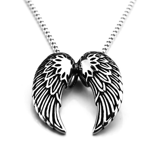 European And American Retro Men's Jewelry Angel Wing Pendant Necklace