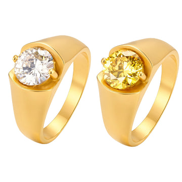 Unisex Zircon Ring – Stainless Steel Zircon Inlay Design – Minimalist