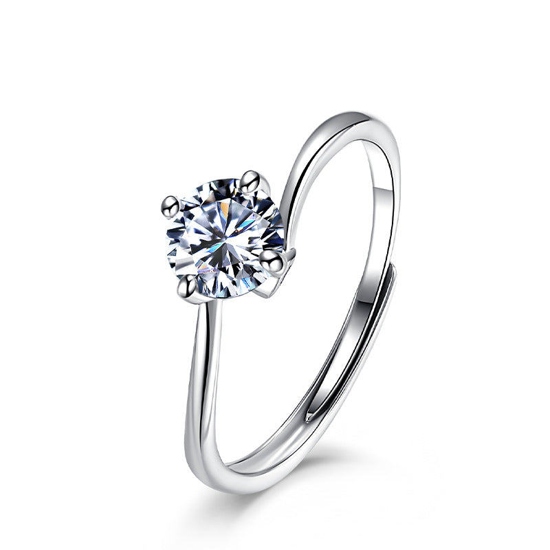 Four-Claw D-Color S925 Sterling Silver Women's Ring