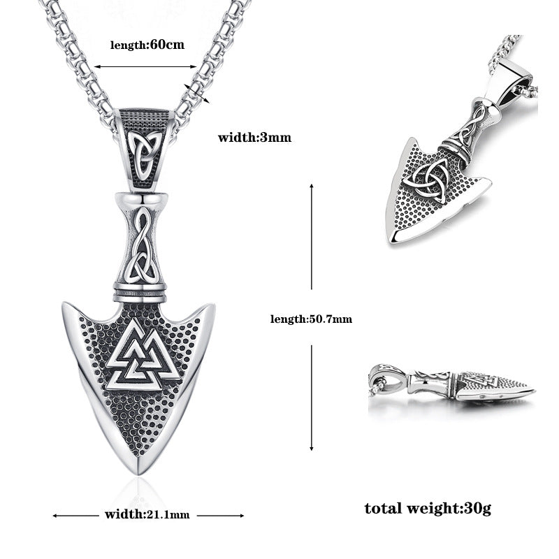 Steel Necklace – Elegant Celtic Knot Arrow Pendant For Men By Planderful Everyday Genie Collection