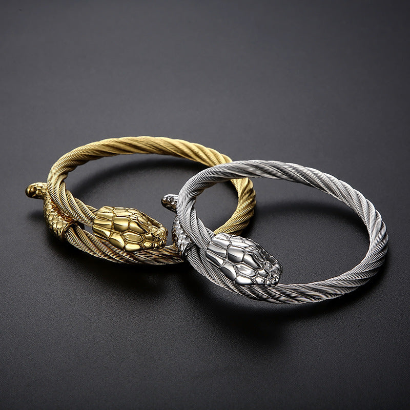Braided Wire Steel Wire Bracelet – Street Rock Hip-Hop Multi-Color Zodiac Snake Titanium Steel