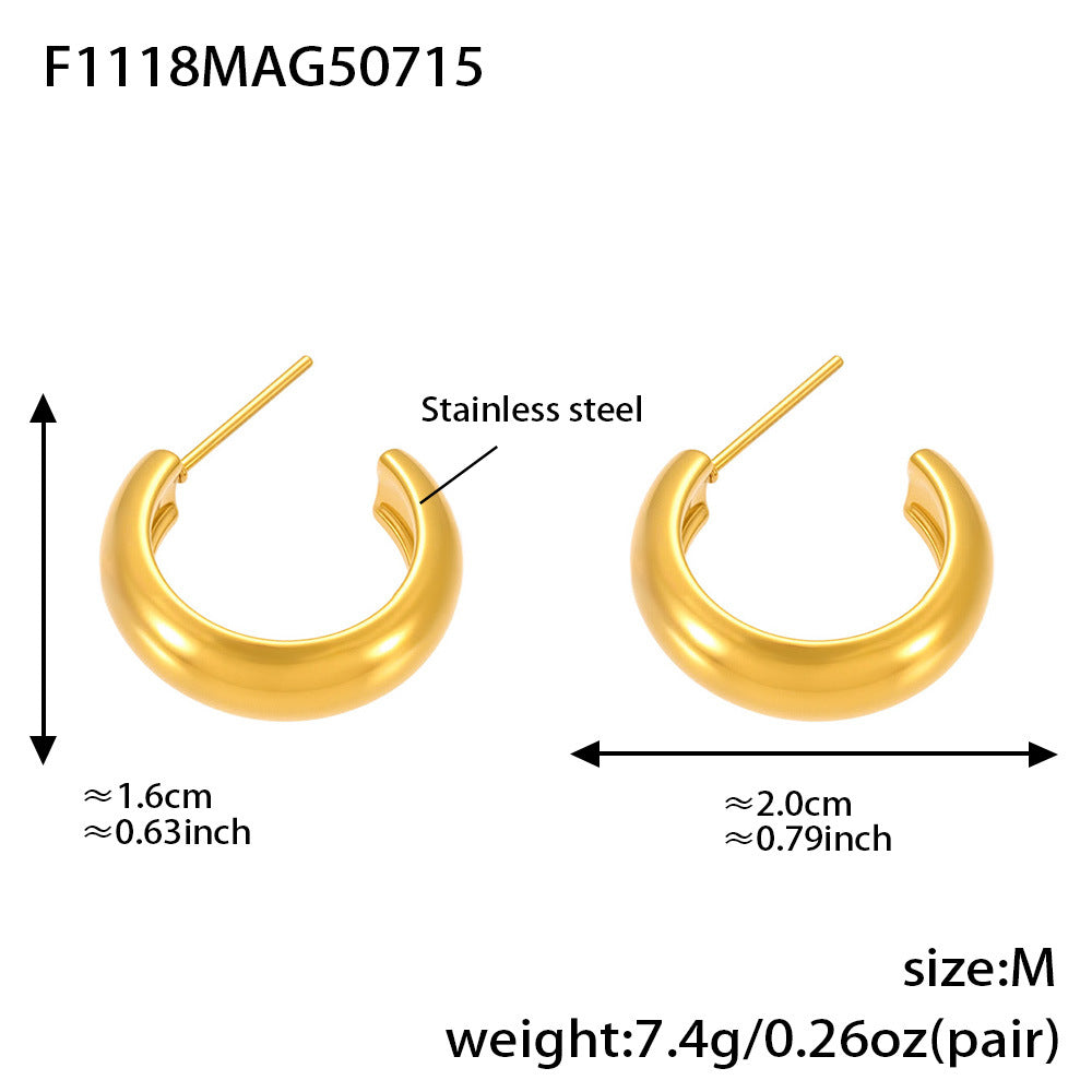 Planderful 18K Gold Plated C Shaped Color Earrings For Women