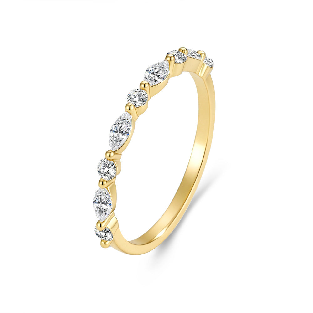 S925 Sterling Silver Micro-Inlaid Horse Eye Zircon Ring Design Feeling Stacked Ring Jewelry
