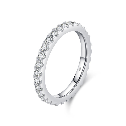 S925 Sterling Silver Moissanite Row Stacking Band