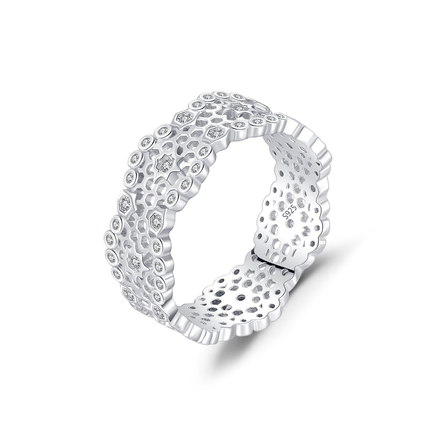 Planderful Everyday Genie Ring – Trendy Hollow Lace Design with Zircon Accents