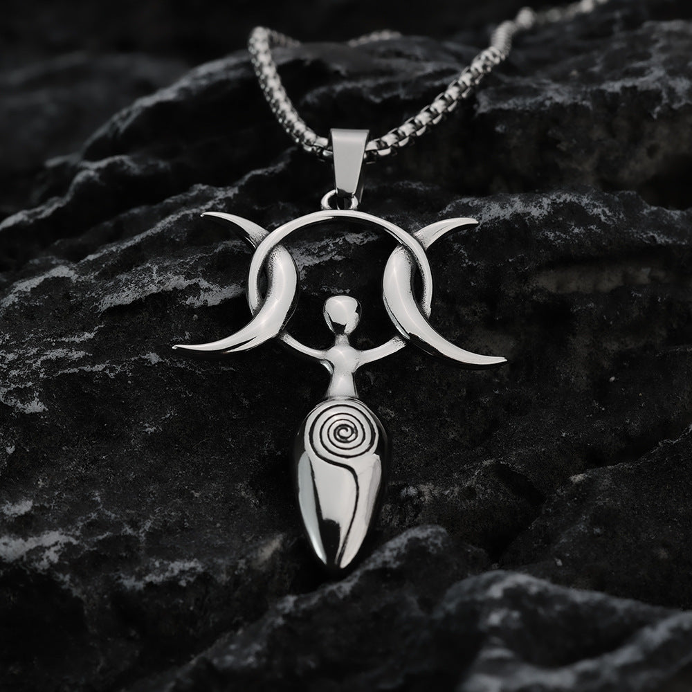 Retro Stainless Steel Men's Pendant Personalized Star Moon Necklace