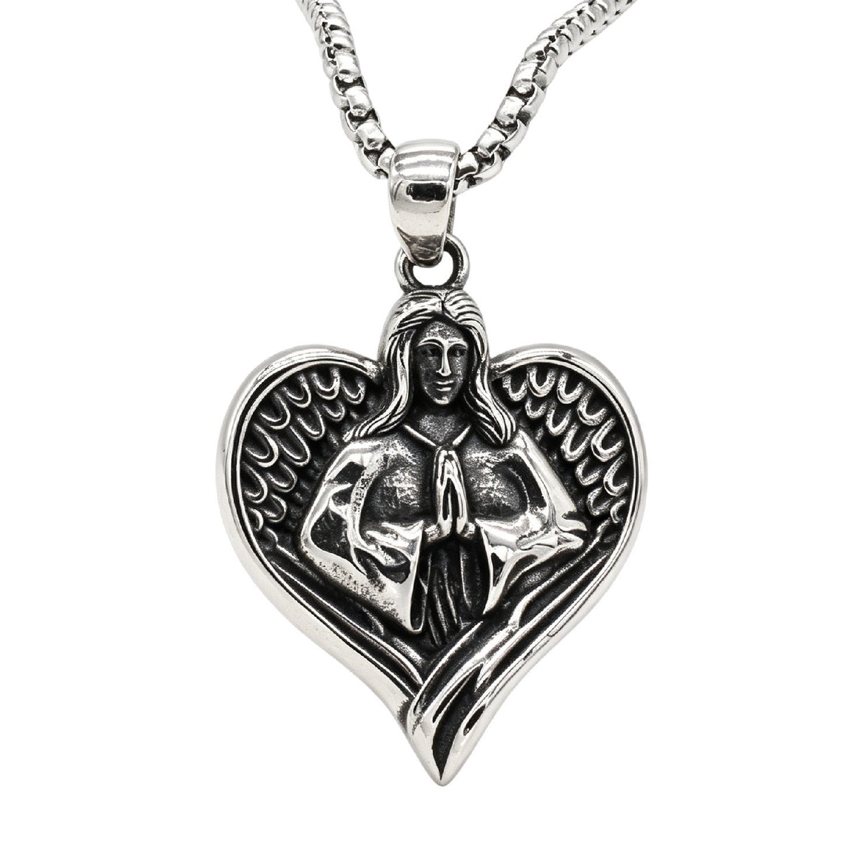 Angel Heart Stainless Steel Pendant Necklace
