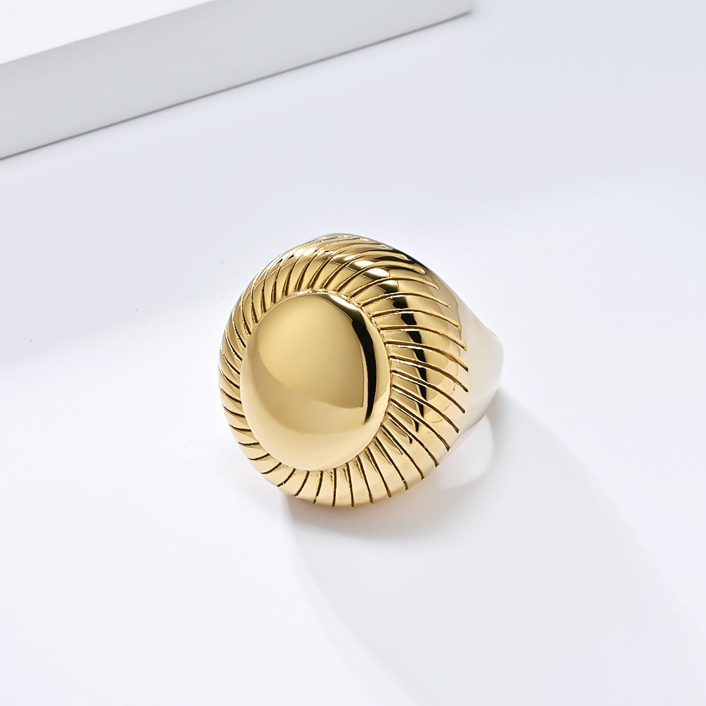 Planderful Titanium Steel Gold Plated Ring For Women Exquisite Versatile High End Jewelry