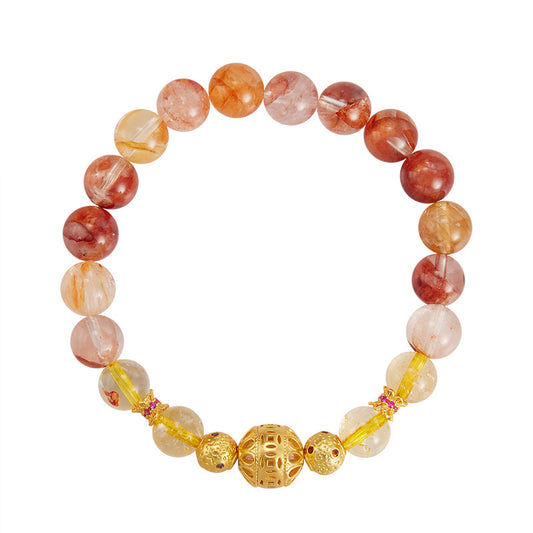 Summer Natural Citrine Bracelet Girls National Style Gift