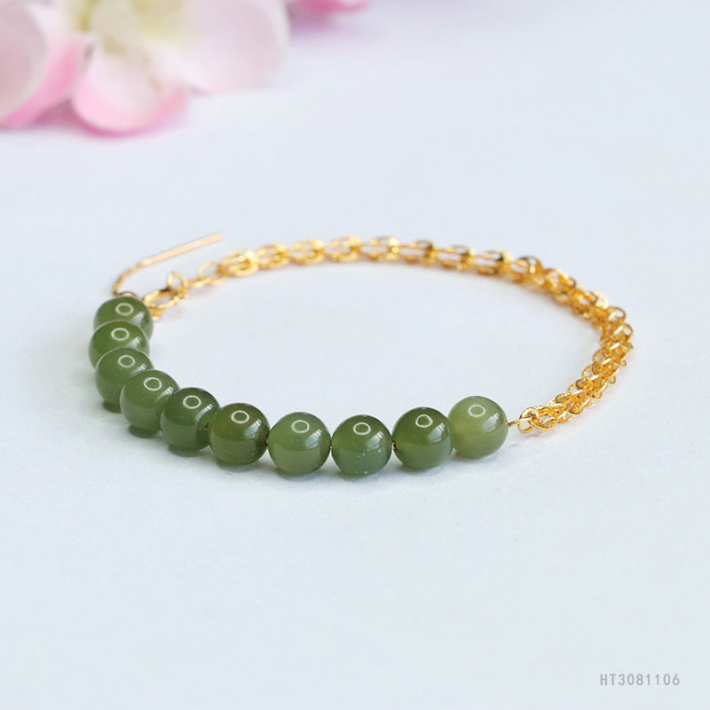 925 Sterling Silver Qingshui Hetian Jade Phoenix-Tail Bracelet
