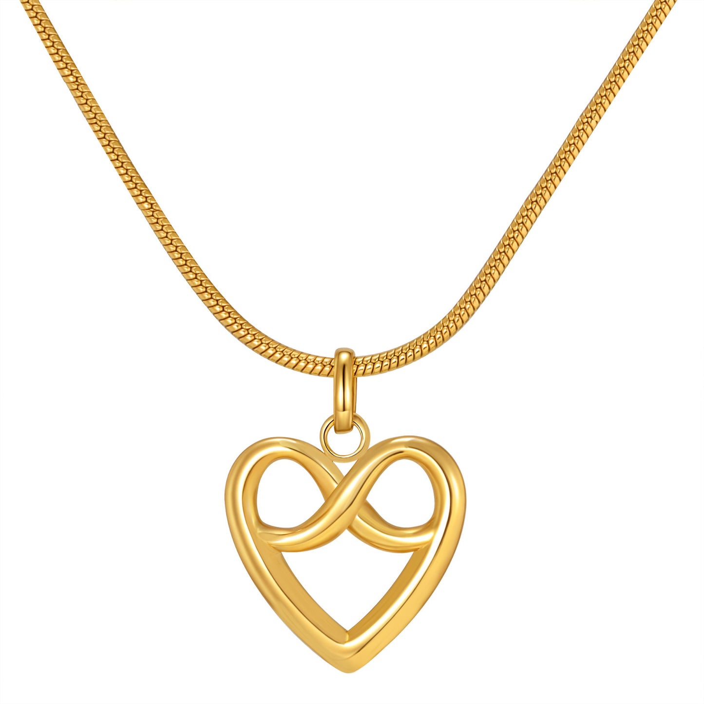 Stainless Steel Women's Collarbone Chain Hollow Heart-Shaped Infinite Pendant Necklace